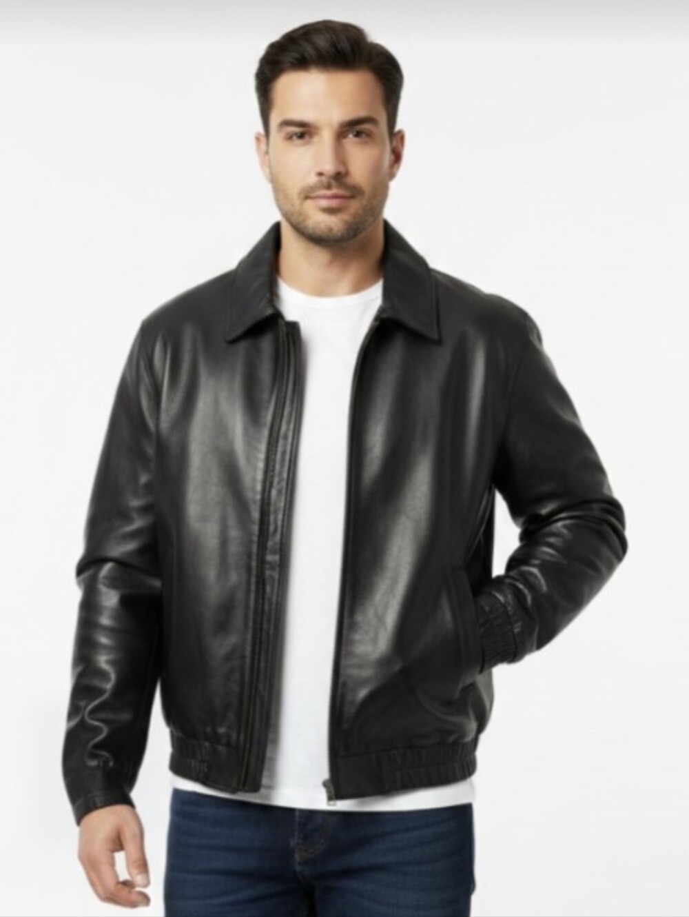 CANYON RIVER BLUES! STRIKING BLACK VEGAN LEATHER BOMBER STYLE JACKET! SZ XXL